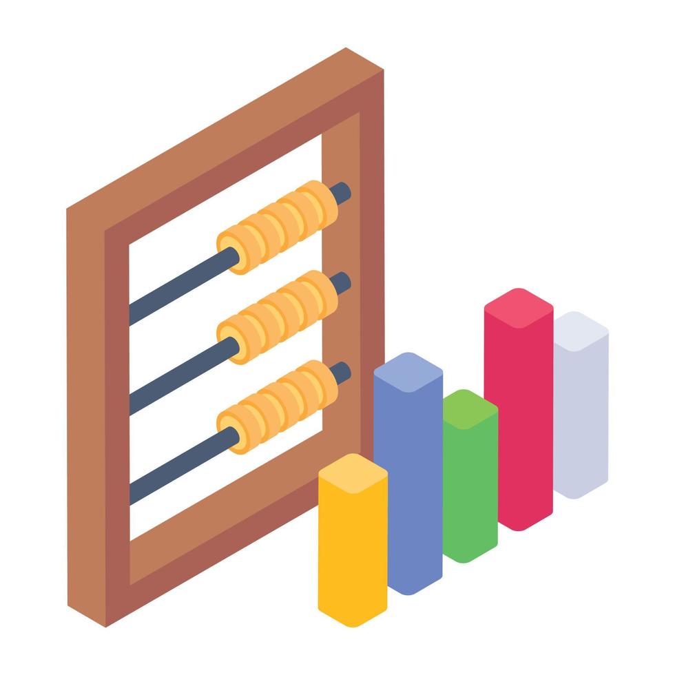 statistik kulram i isometrisk stilikon, redigerbar vektor
