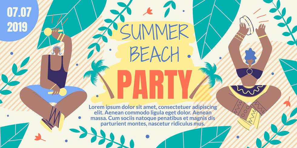 Einladung mit Inschrift Summer Beach Party vektor