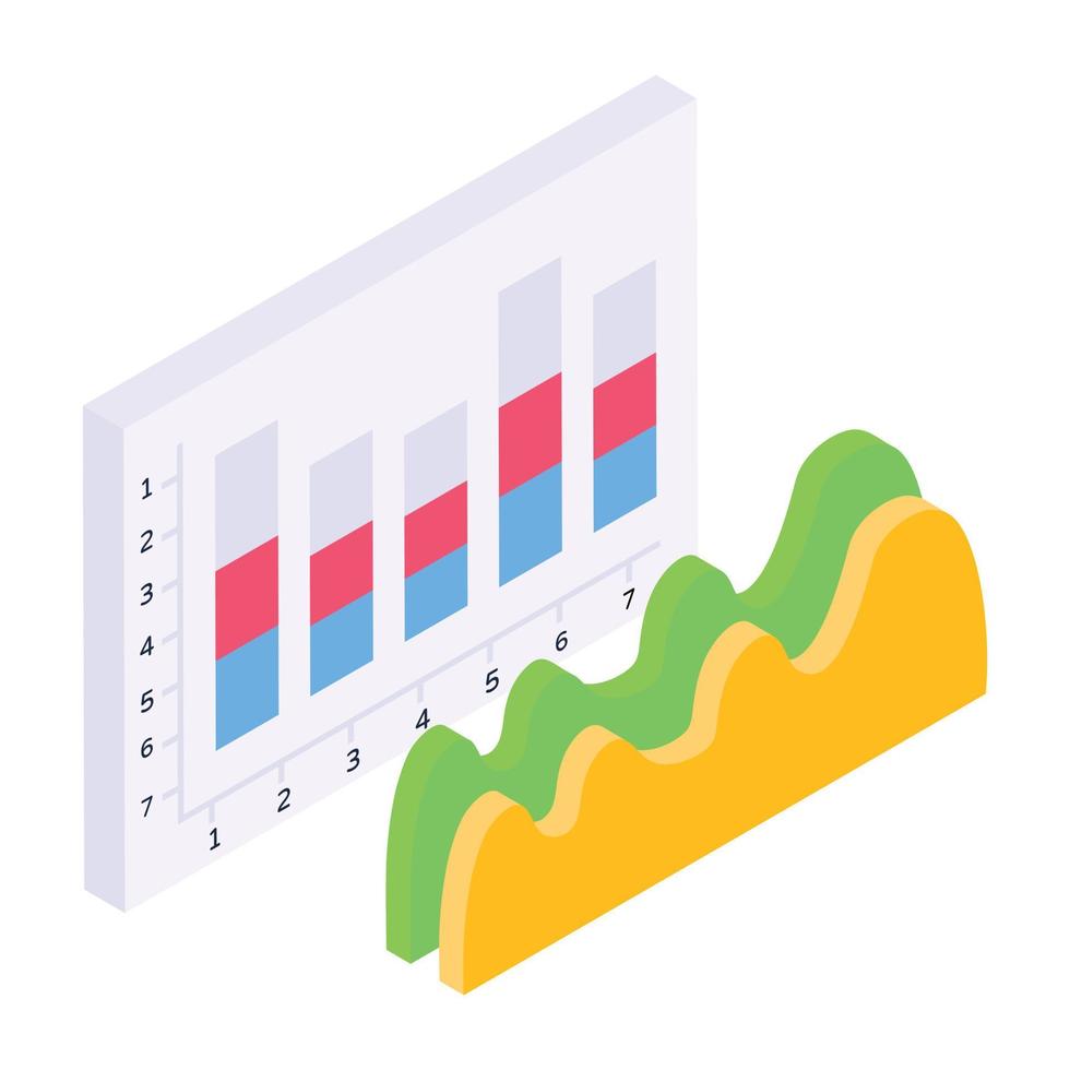 online data infographic ikon, isometrisk design av webbanalys vektor