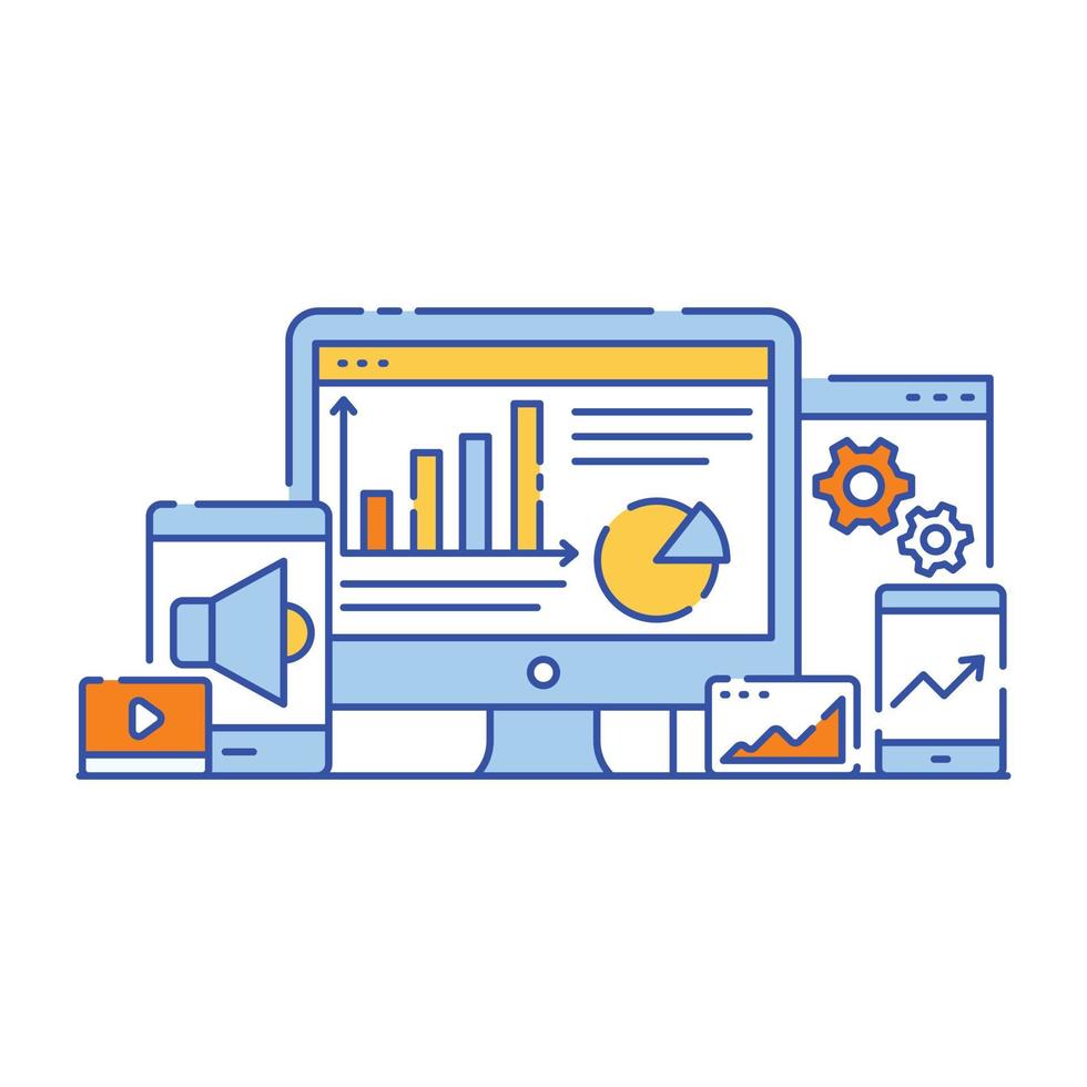 Datenanalyse flaches Illustrationsdesign, editierbarer Vektor