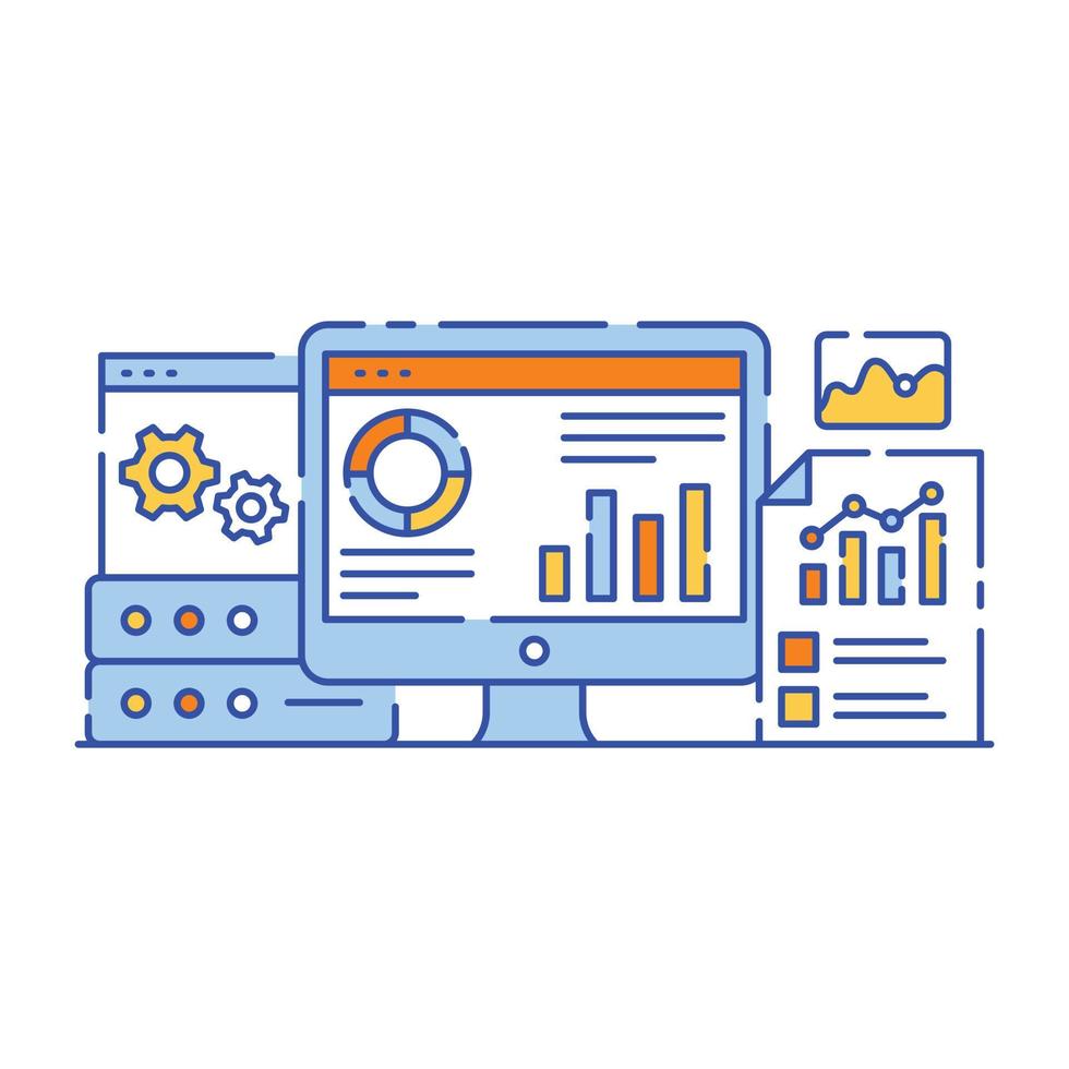 flache artillustration der geschäftsdatenanalyse, grafische darstellung vektor