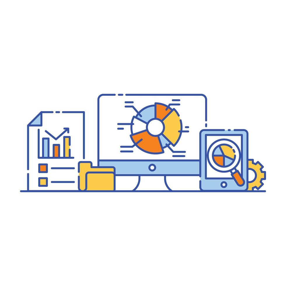 flache artillustration der geschäftsdatenanalyse, grafische darstellung vektor