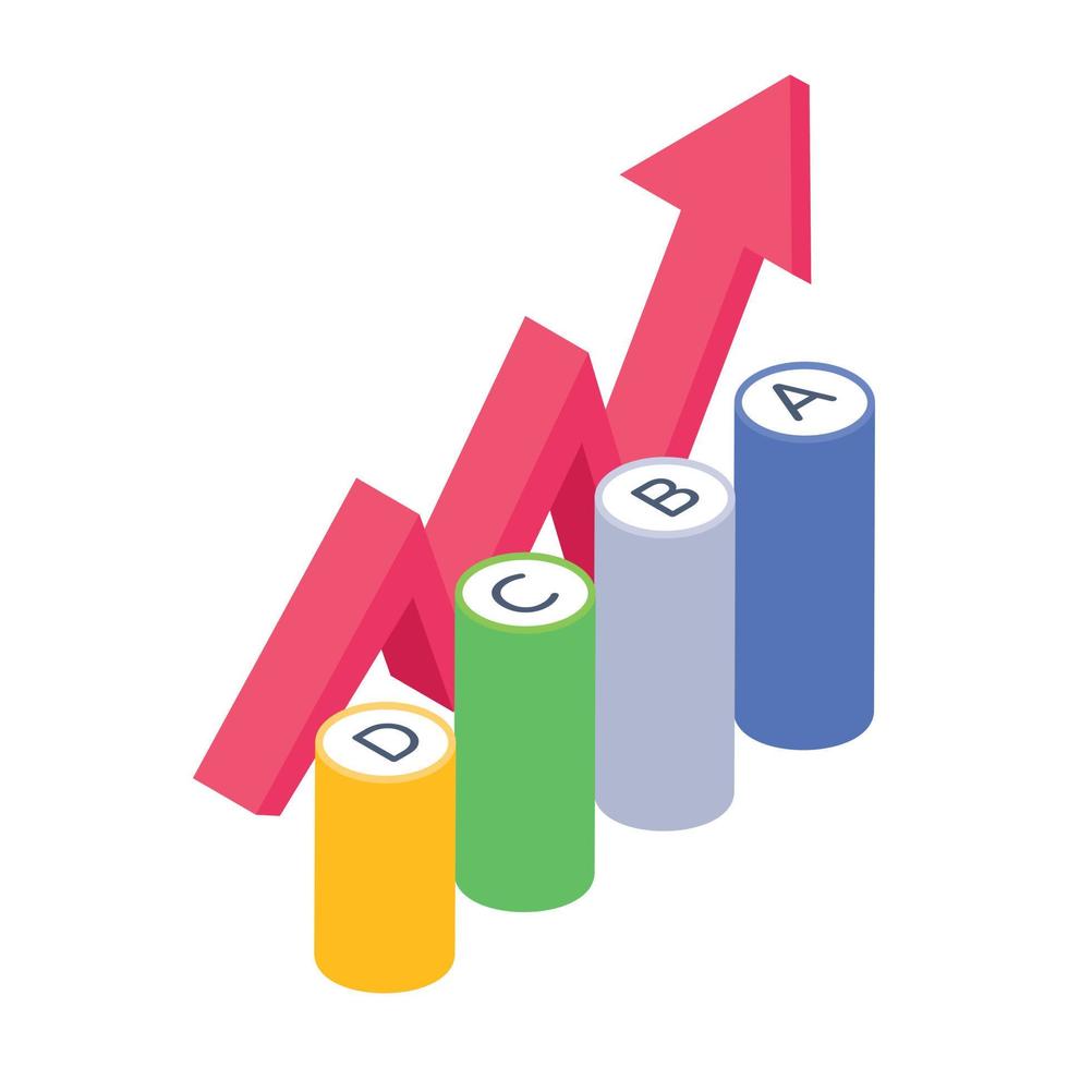 ein isometrisches Icon-Design für Gewinnsteigerungsdiagramme vektor