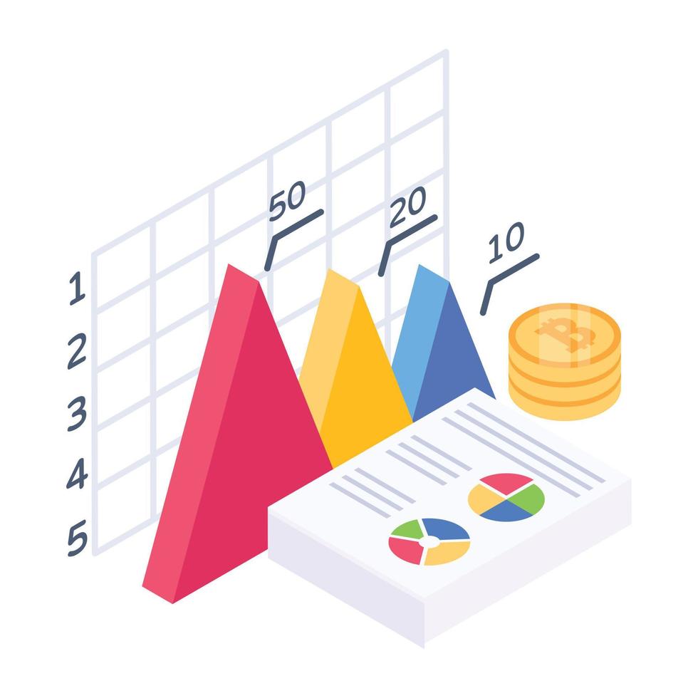 en ökning vinst diagram isometrisk ikon design vektor