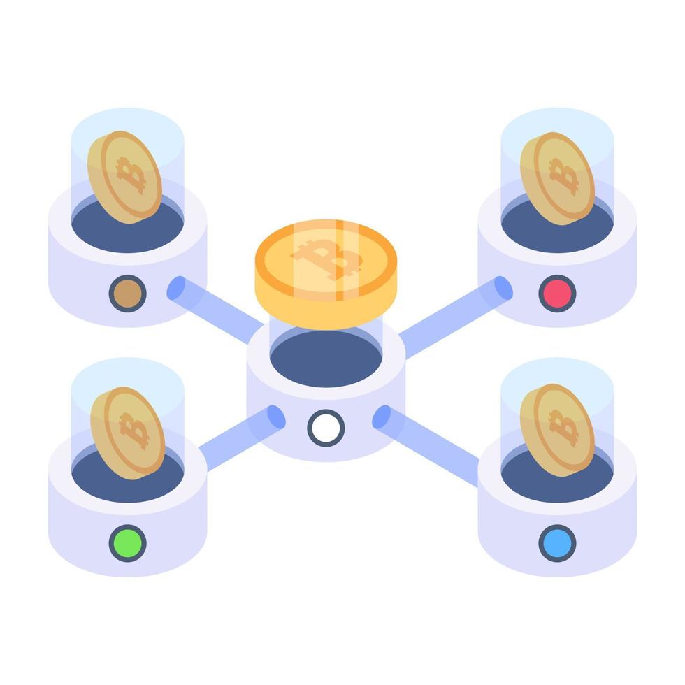 blockchain nätverk isometrisk stilikon, redigerbar vektor