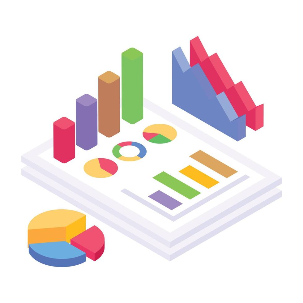 Symbol des Geschäftsberichts im modernen isometrischen Stil vektor