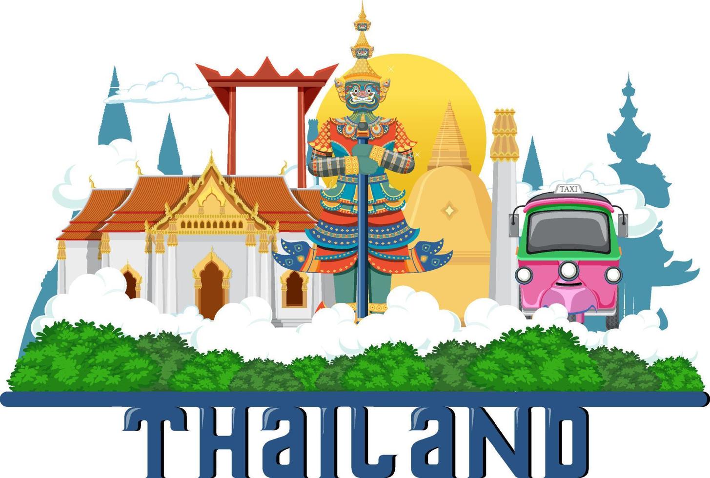 resa thailand attraktion och landskap tempel ikon vektor