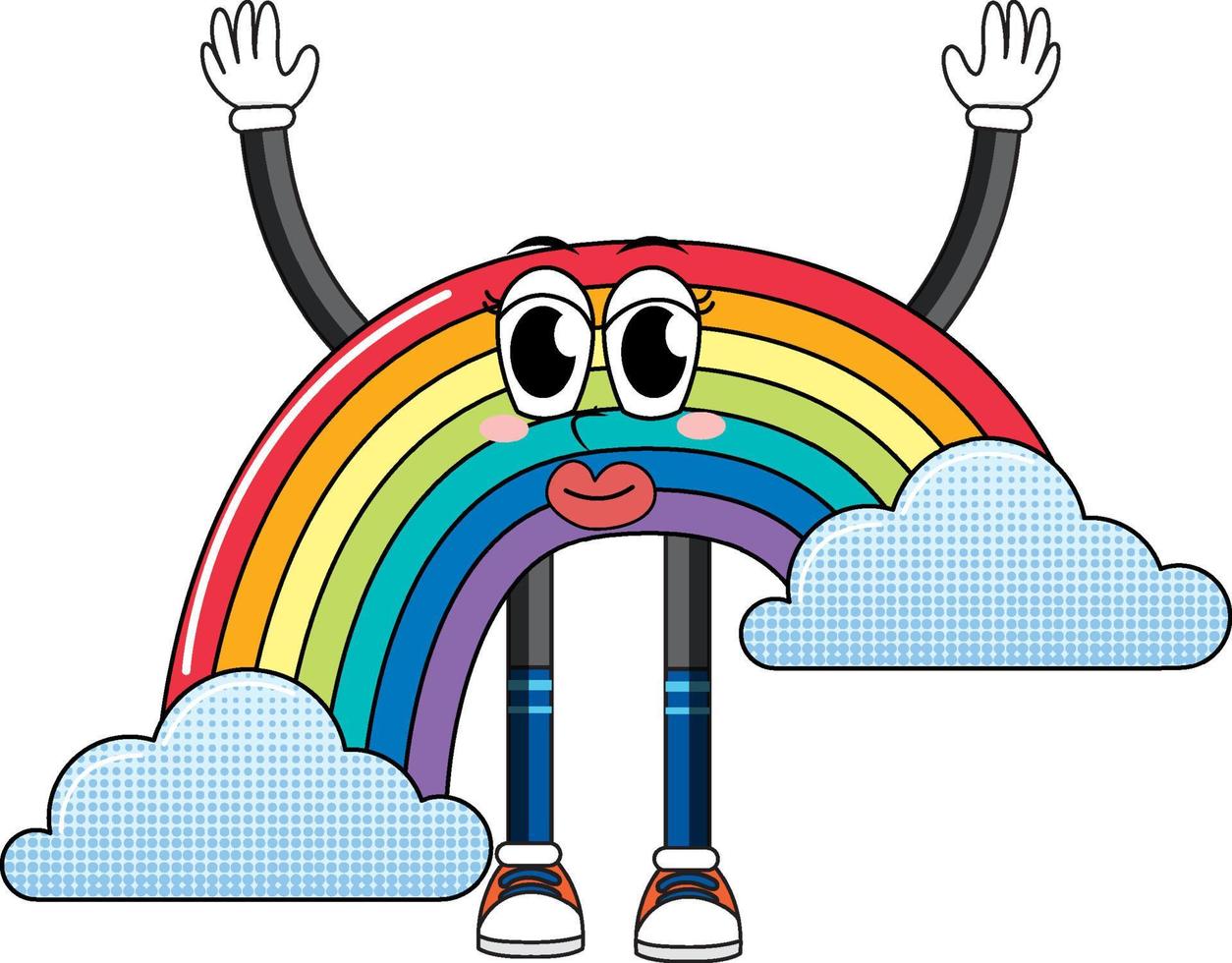 Regenbogen-Cartoon-Figur auf weißem Hintergrund vektor