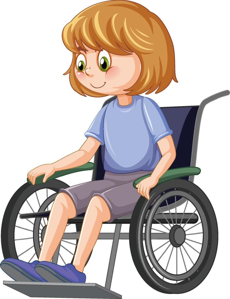 en flicka som sitter på rullstol vektor