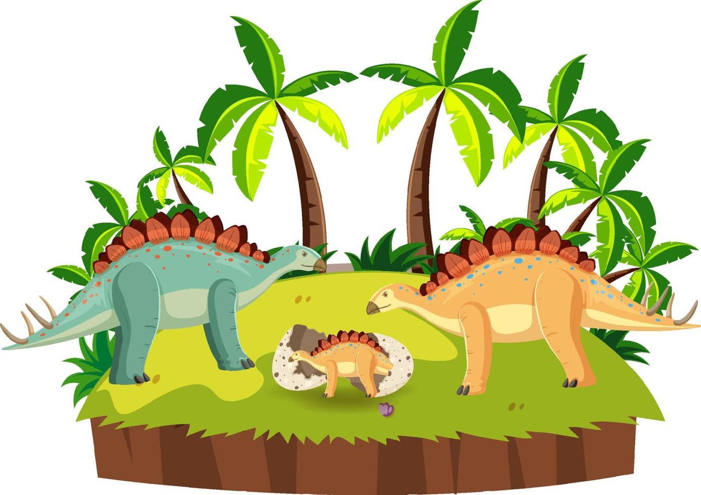 Szene mit Stegosaurus-Familie vektor