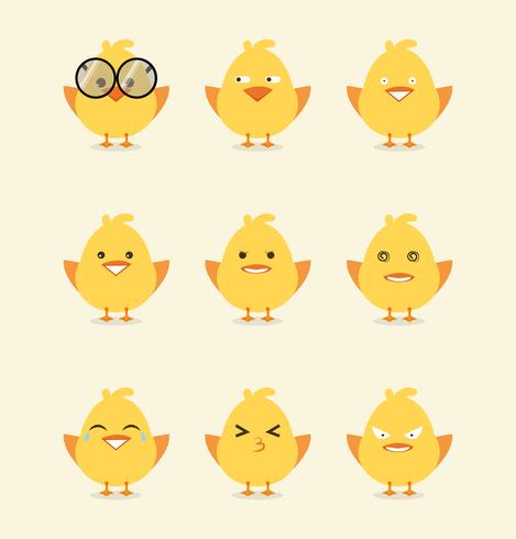 Emoticon samling av baby chick vektor