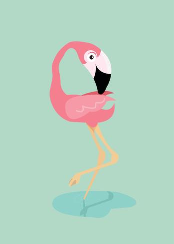 Rosa flamingo fågel i vatten vektor