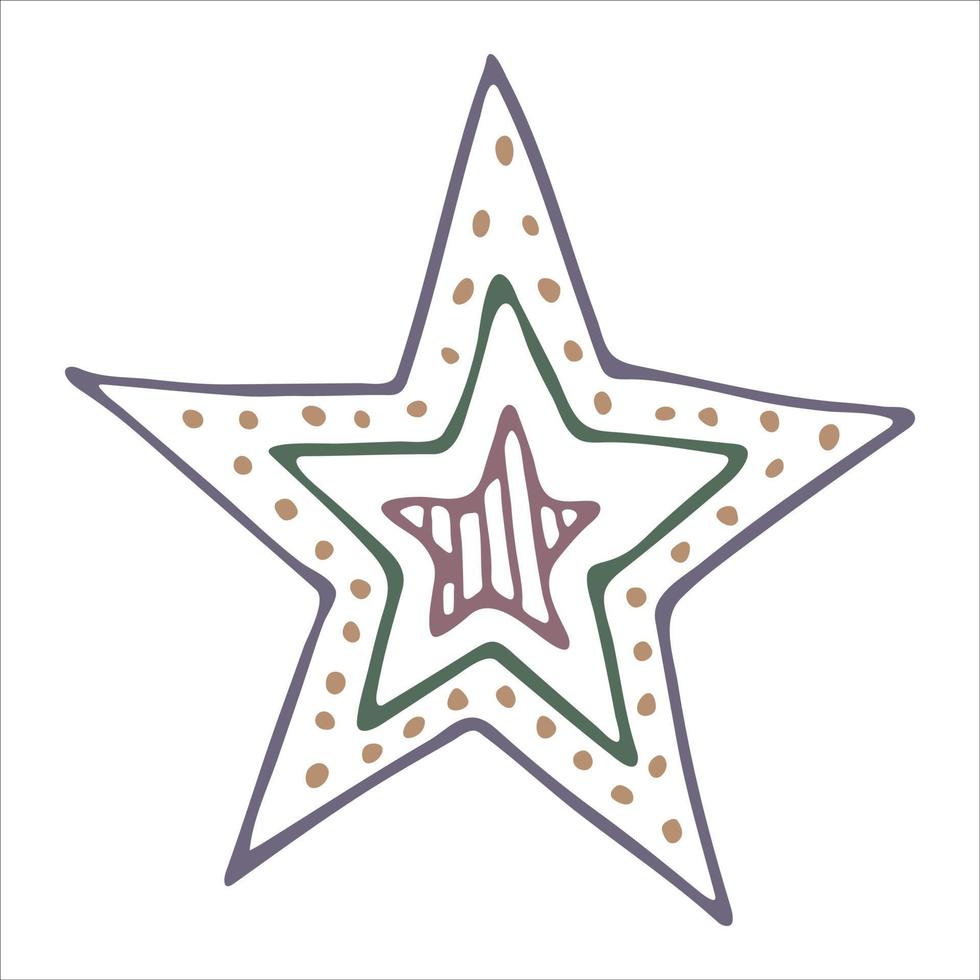 vektor handritad stjärna illustration. söta färgglada doodle isolerad på vit bakgrund. för tryck, webb, gratulationskort, design, inredning.
