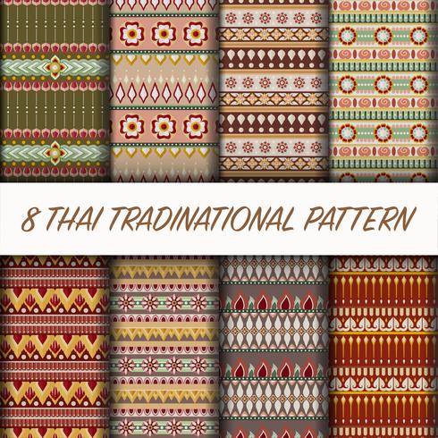 Thailändischer traditioneller Mustersatz vektor
