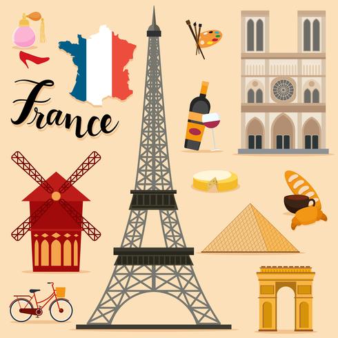 Touristische Frankreich-Reisesatzsammlung vektor