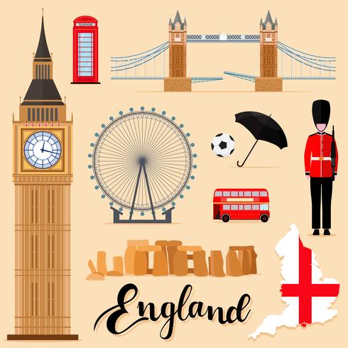 Tourist England Travel uppsättning samling vektor