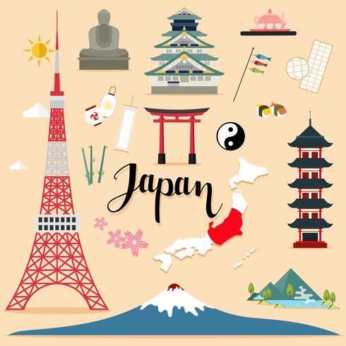 Touristische Japan-Reisesatzsammlung vektor