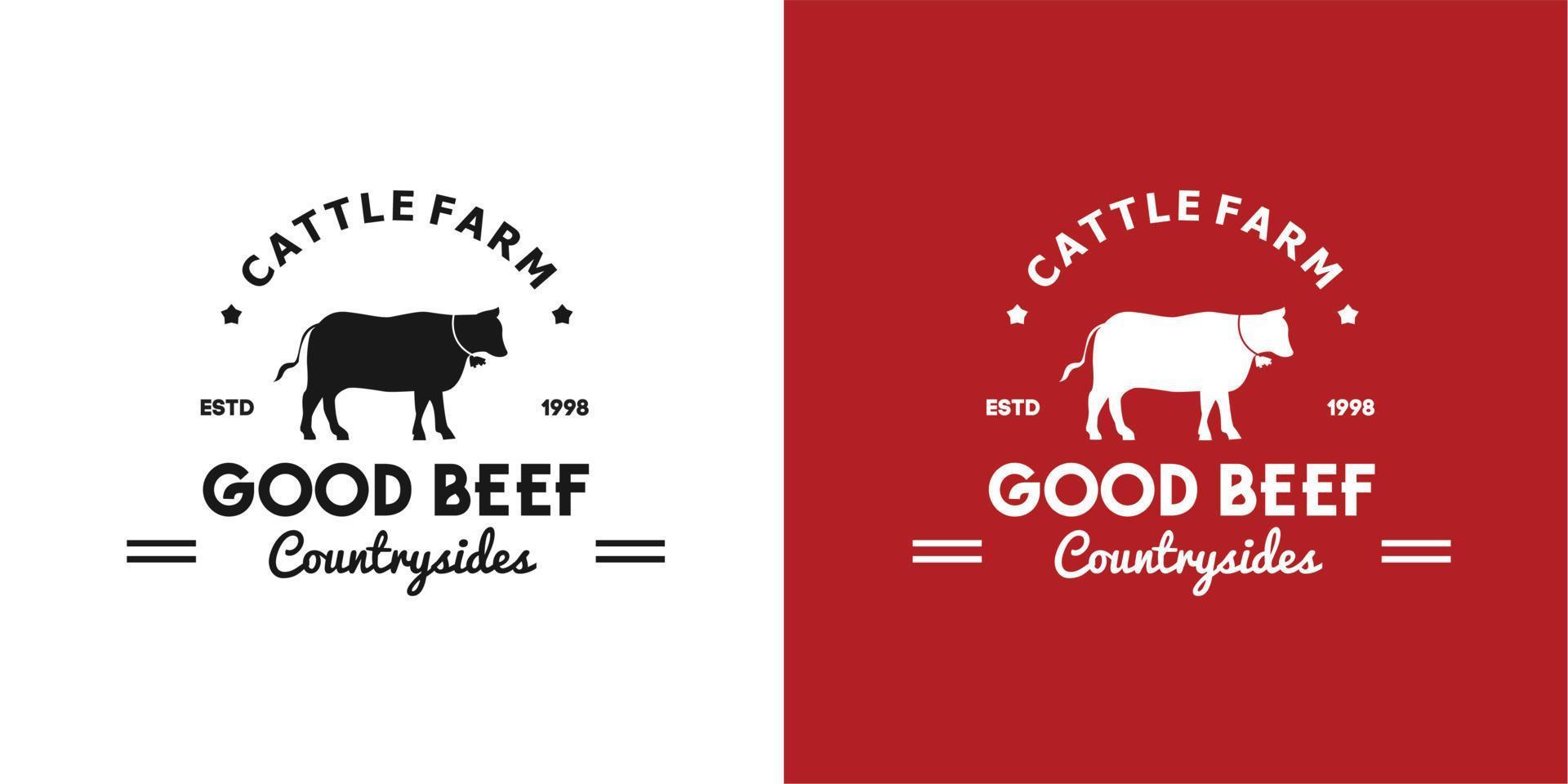 illustration logo vektorgrafik der silhouette gute beste kuh für das gute beste premium treffen rindfleisch von der viehfarm auf dem land, das für fleisch verwendet wird rindfleischeinzelhandel, fleischindustrielogo vektor