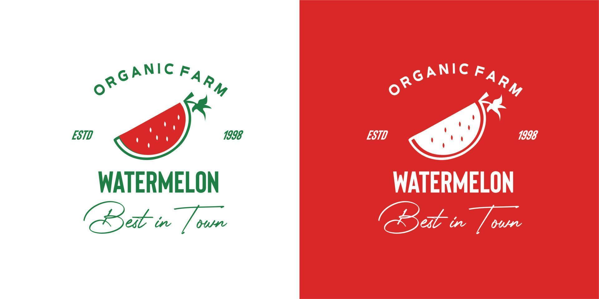 illustration vektorgrafik av färsk röd vattnig vattenmelon skiva från ekologisk gård bäst i stan premium kvalitet frukt bra för vattenmelon vintage logotyp detaljmarknad livsmedelsbutik fruktig vektor