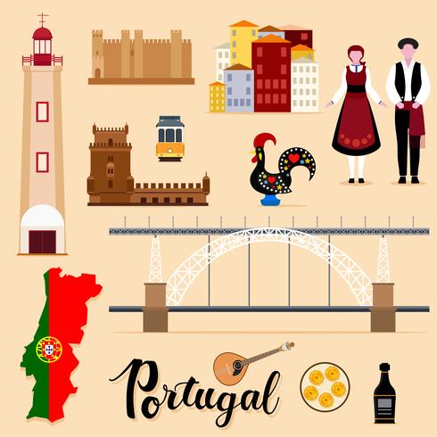 Tourist Portugal Travel uppsättning samling vektor
