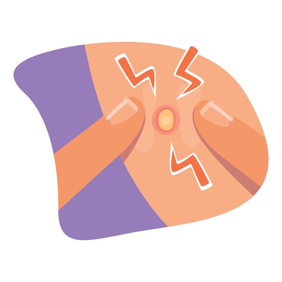 Drücken Sie schmerzhafte Pickel mit den Fingern 2d-Vektor isolierte Illustration vektor