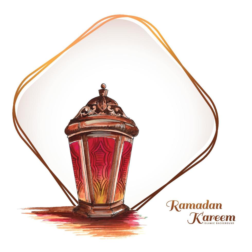 hand rita arabiska lampor ramadan kareem gratulationskort bakgrund vektor