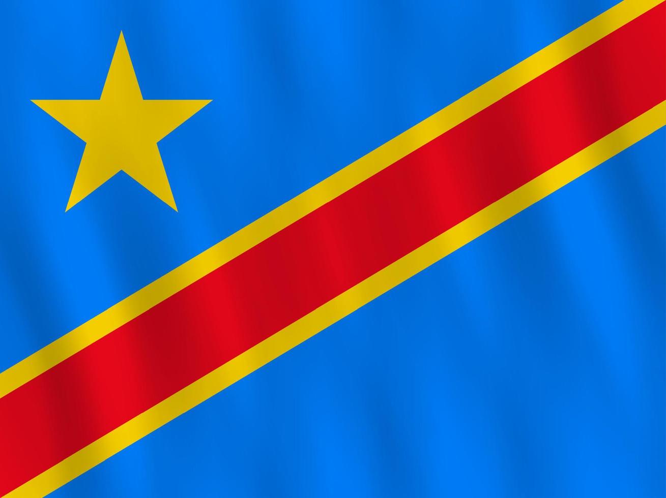 DR-Kongo-Flagge mit Weheffekt, offizielle Proportion. vektor