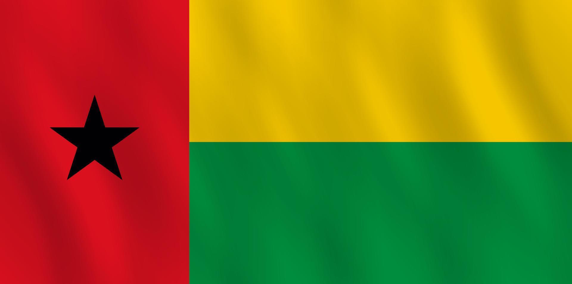 Flagge von Guinea-Bissau mit Weheffekt, offizielle Proportionen. vektor