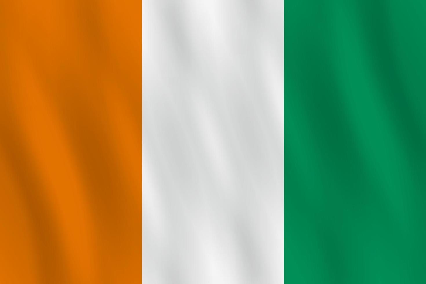 Elfenbeinküstenflagge mit Weheffekt, offizielle Proportionen. vektor