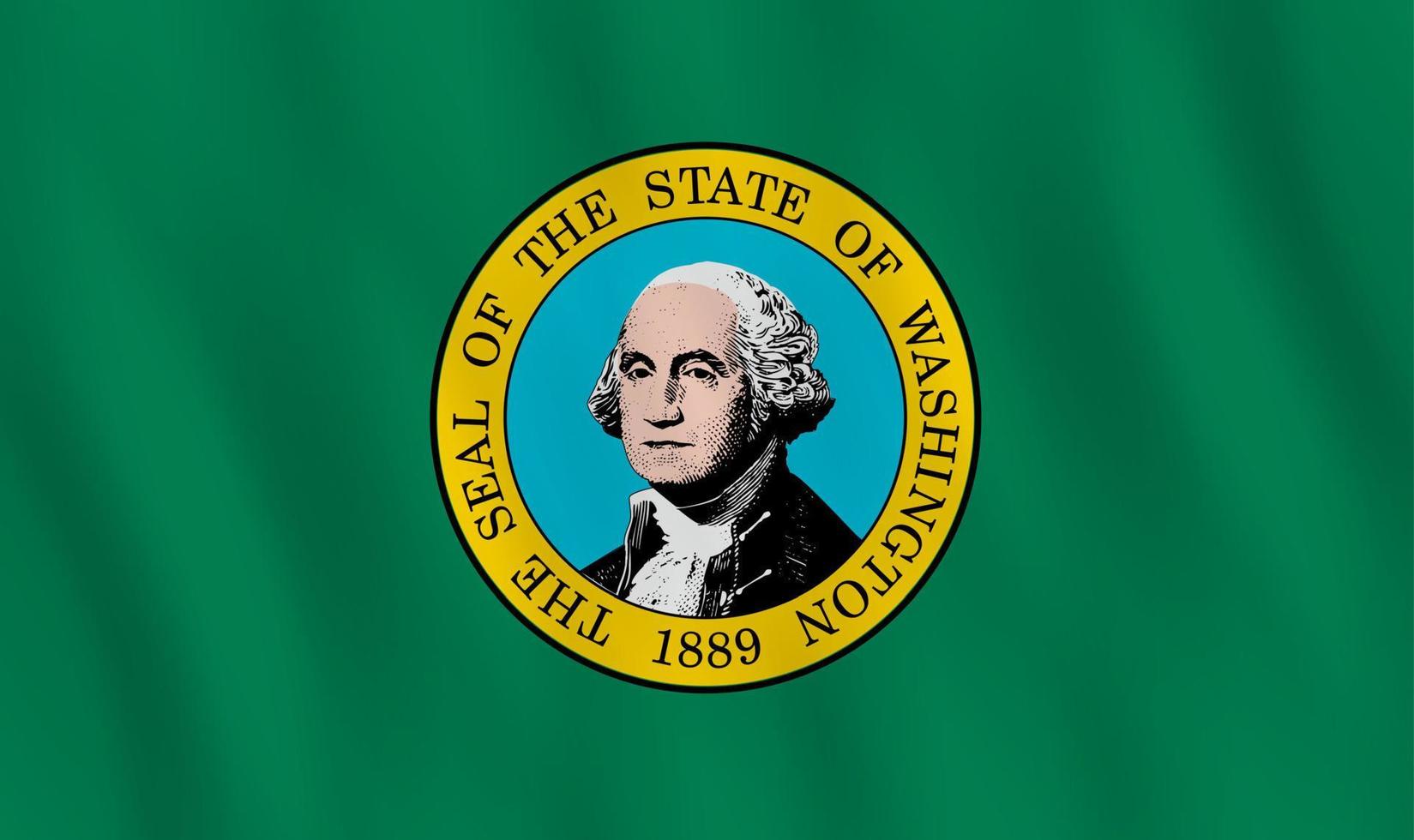 washington us state flagga med viftande effekt, officiell proportion. vektor