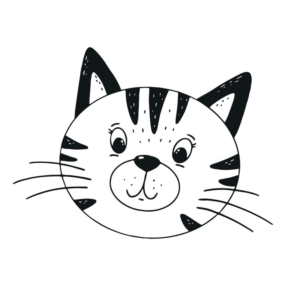 söt illustration ett katthuvud för dagisaffischer, tryck, kort, inredning för barnkläder, klistermärken, målarbok, etc. eps 10 vektor
