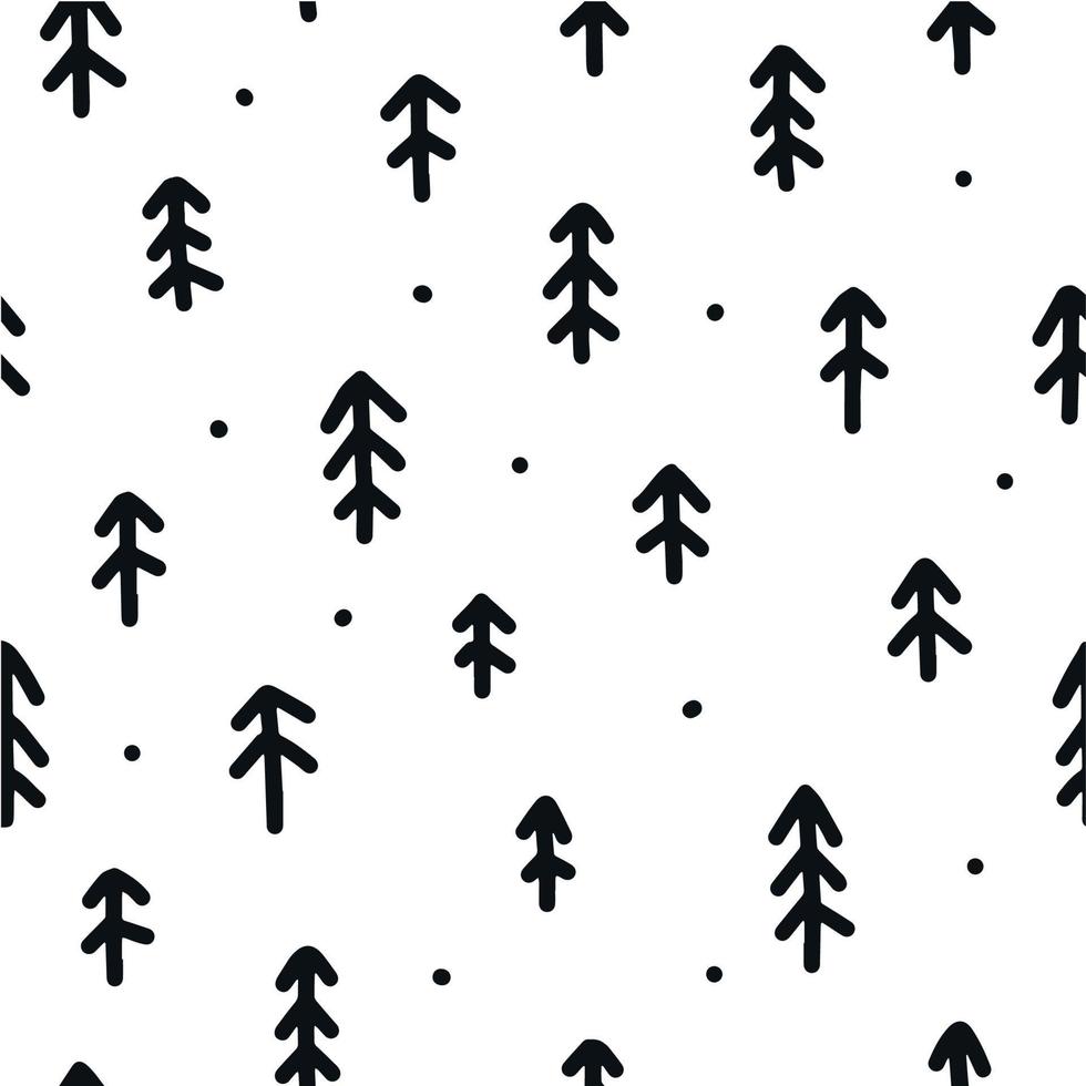 niedliches skandinavisches nahtloses muster mit abstrakten pelzbäumen auf weißem hintergrund. gut geeignet für weihnachtliches Geschenkpapier, Scrapbooking, Kinderzimmer-Textildrucke und Scrapbooking, Tapeten und Kinderbekleidung. vektor