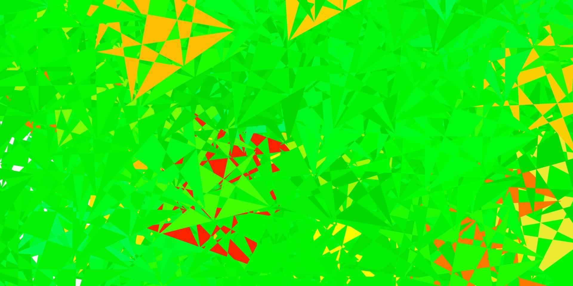 mörkgrön, röd vektormall med triangelformer. vektor