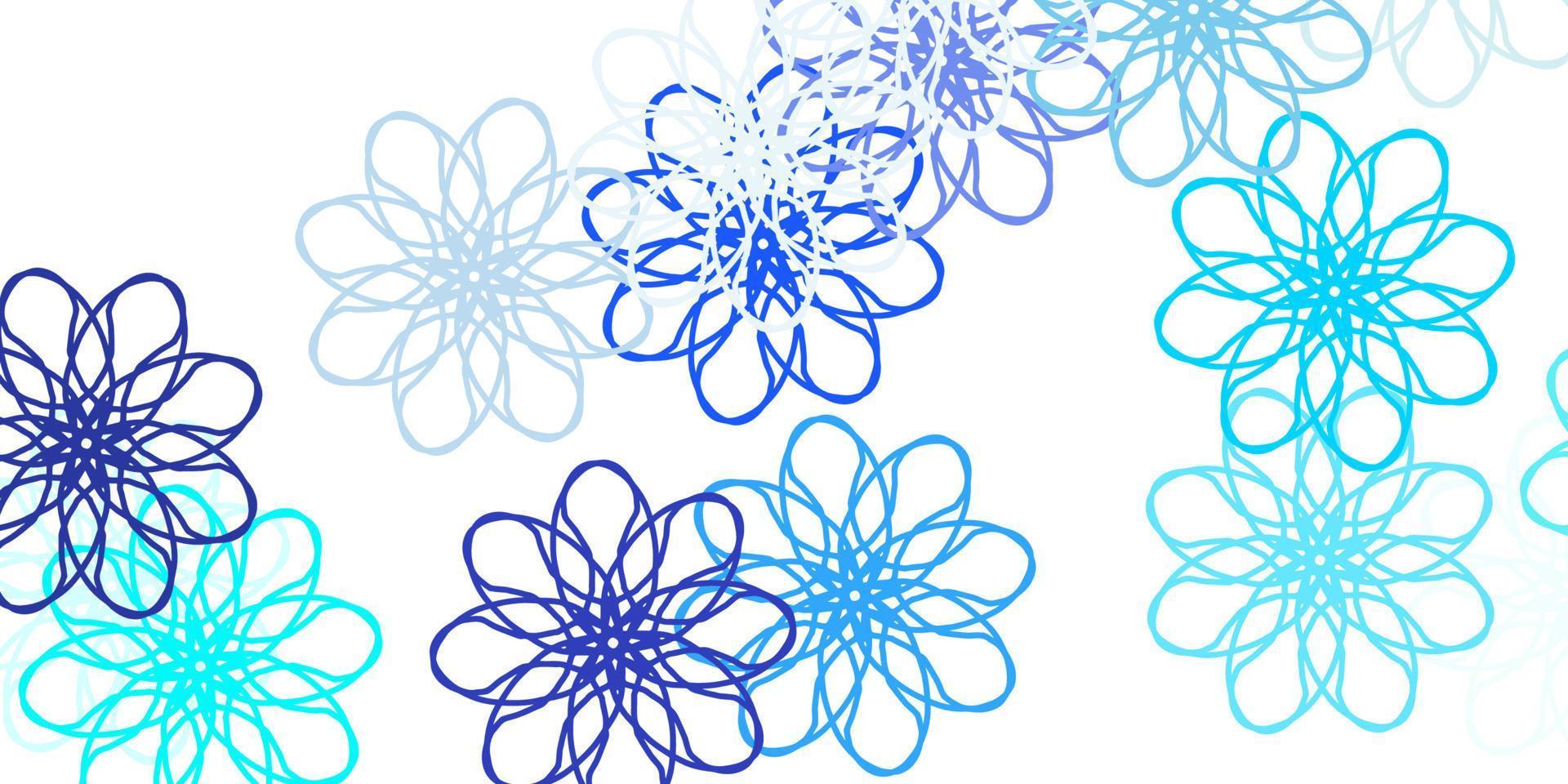 hellblaue Vektor Gekritzelschablone mit Blumen.