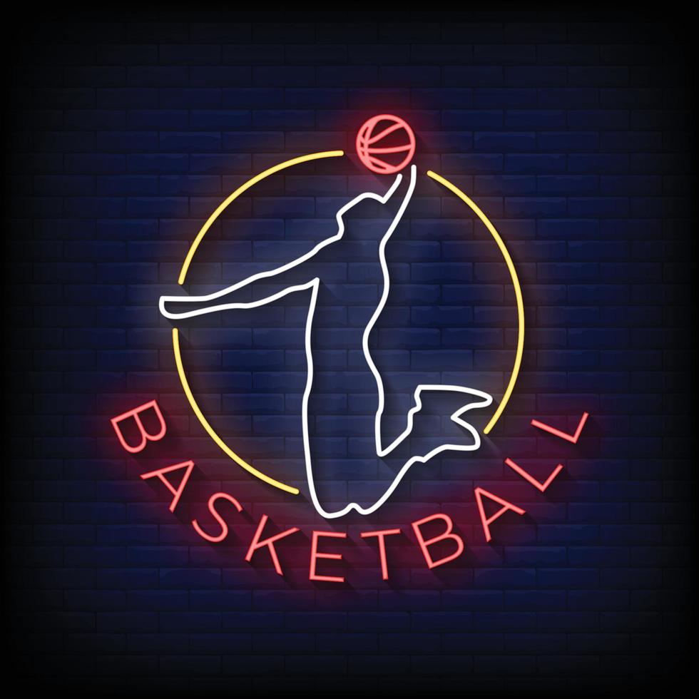 Basketball Neonzeichen Stil Textvektor vektor