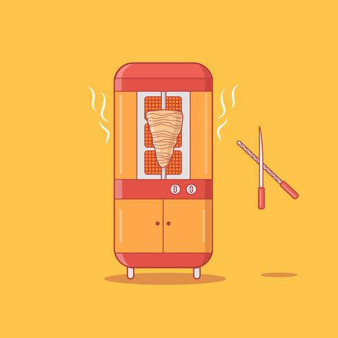Rote und gelbe Shawarma-Grillmaschine vektor