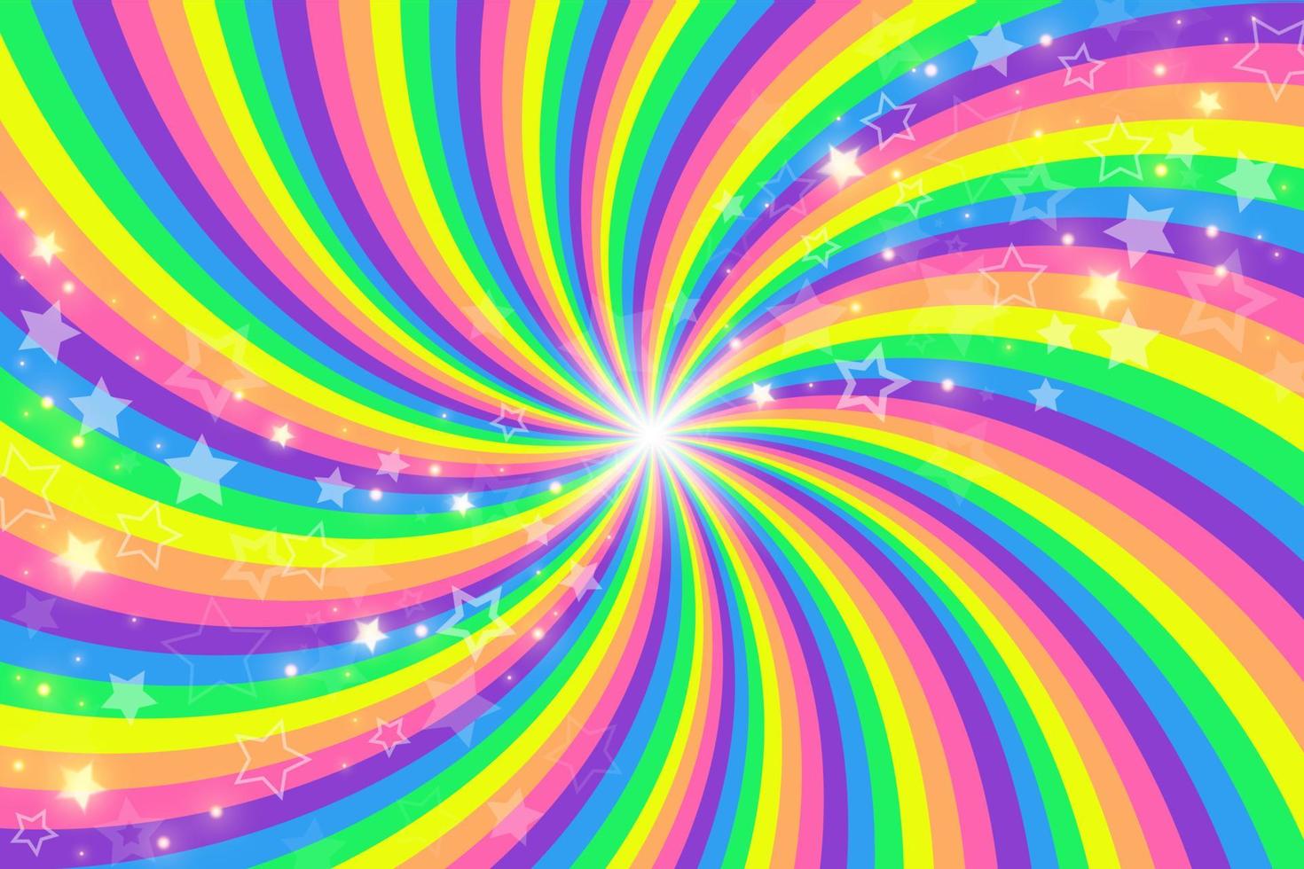 rainbow swirl bakgrund med stjärnor. radiell gradient regnbåge av vriden spiral. vektor illustration.