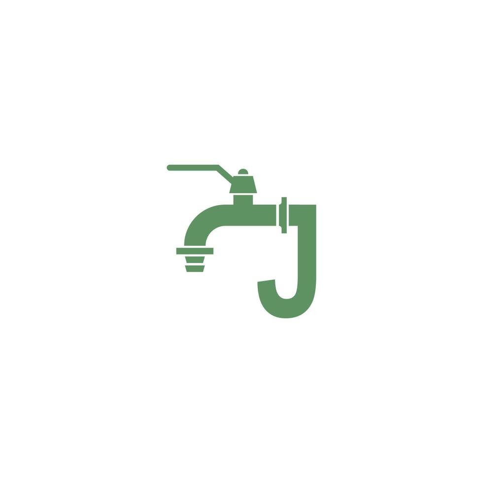 Wasserhahn-Symbol mit Buchstabe j-Logo-Design-Vektor vektor