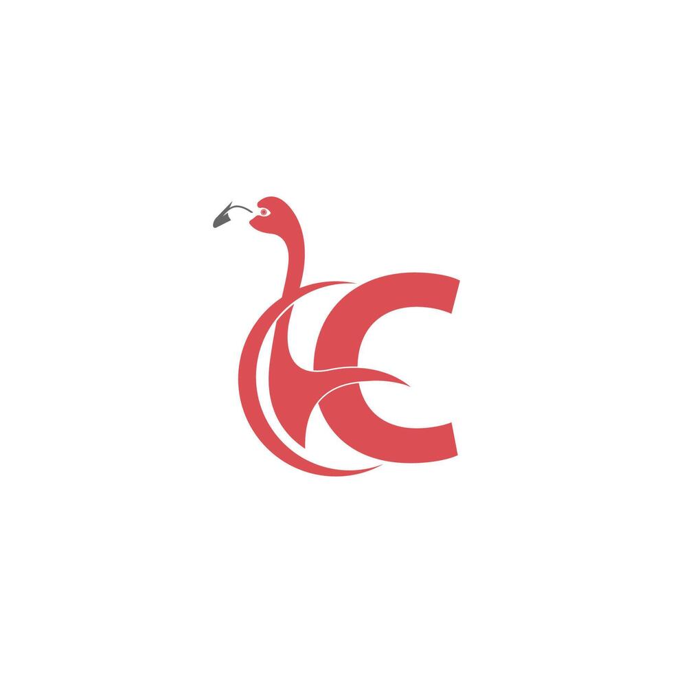 Buchstabe c mit Flamingo-Vogel-Symbol-Logo-Vektor vektor