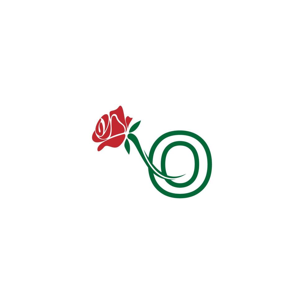bokstaven o med ros ikon logotyp vektor mall
