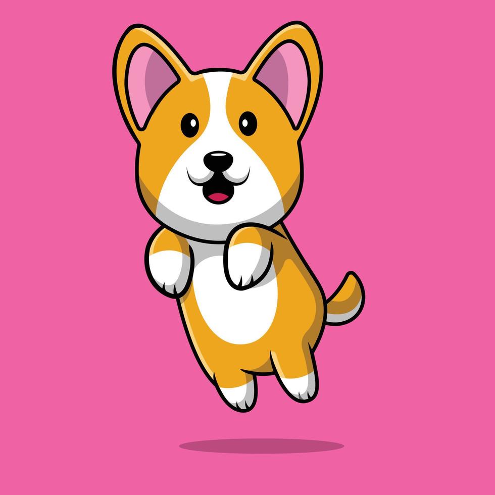 niedlicher corgi-hund, der karikatur-vektor-symbol-illustration springt. Tiernatur-Ikonenkonzept isolierter Premium-Vektor. flacher Cartoon-Stil vektor