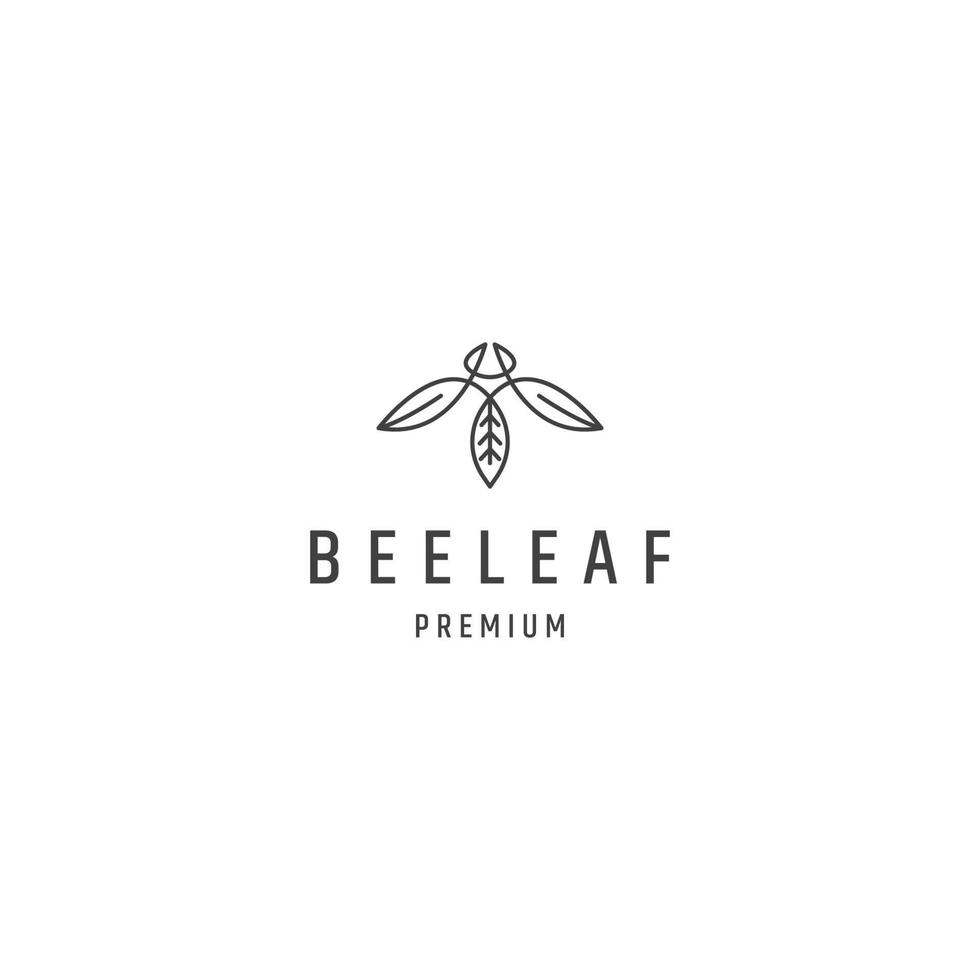 Bienenblattlinie Logo Icon Design Vorlage flacher Vektor