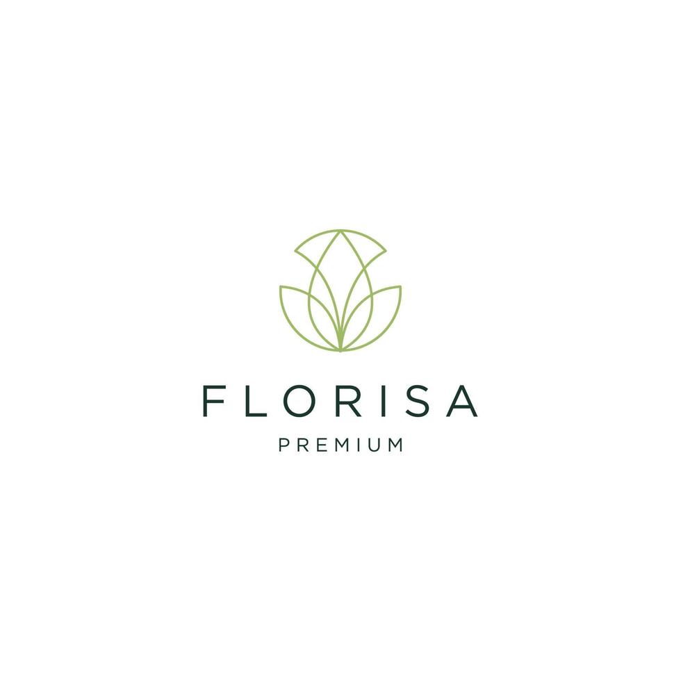 Flacher Vektor der Naturblumenschönheitslinie Logo-Designschablone