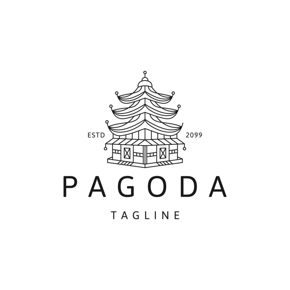 Pagode Linie Logo Icon Design Vorlage flacher Vektor