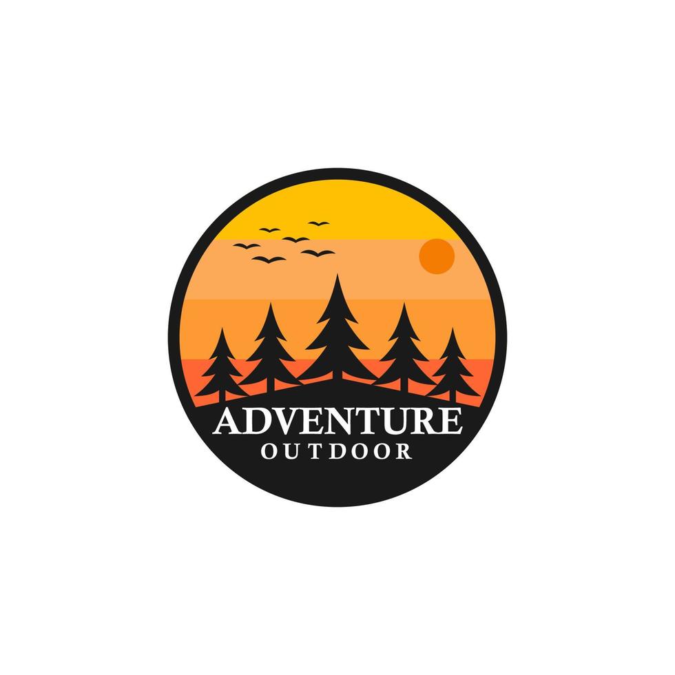 skog camping logotyp emblem vektor illustration utomhus fritid äventyr