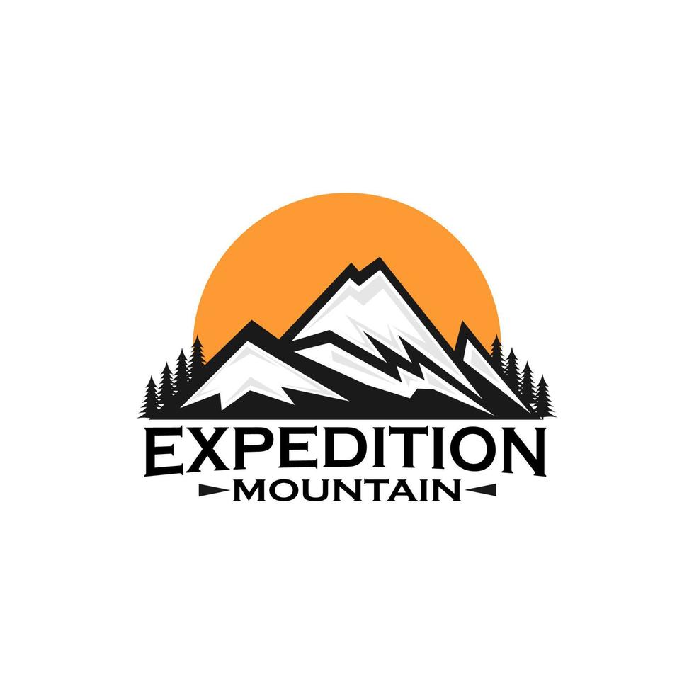 expedition berg logotyp design vektorillustration, utomhusäventyr vektor