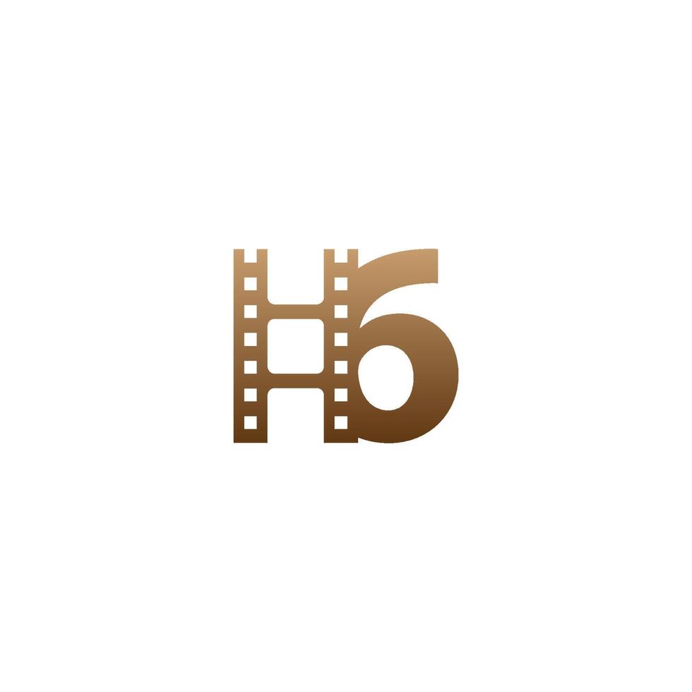 Nummer 6 mit Designvorlage für das Logo des Filmstreifensymbols vektor