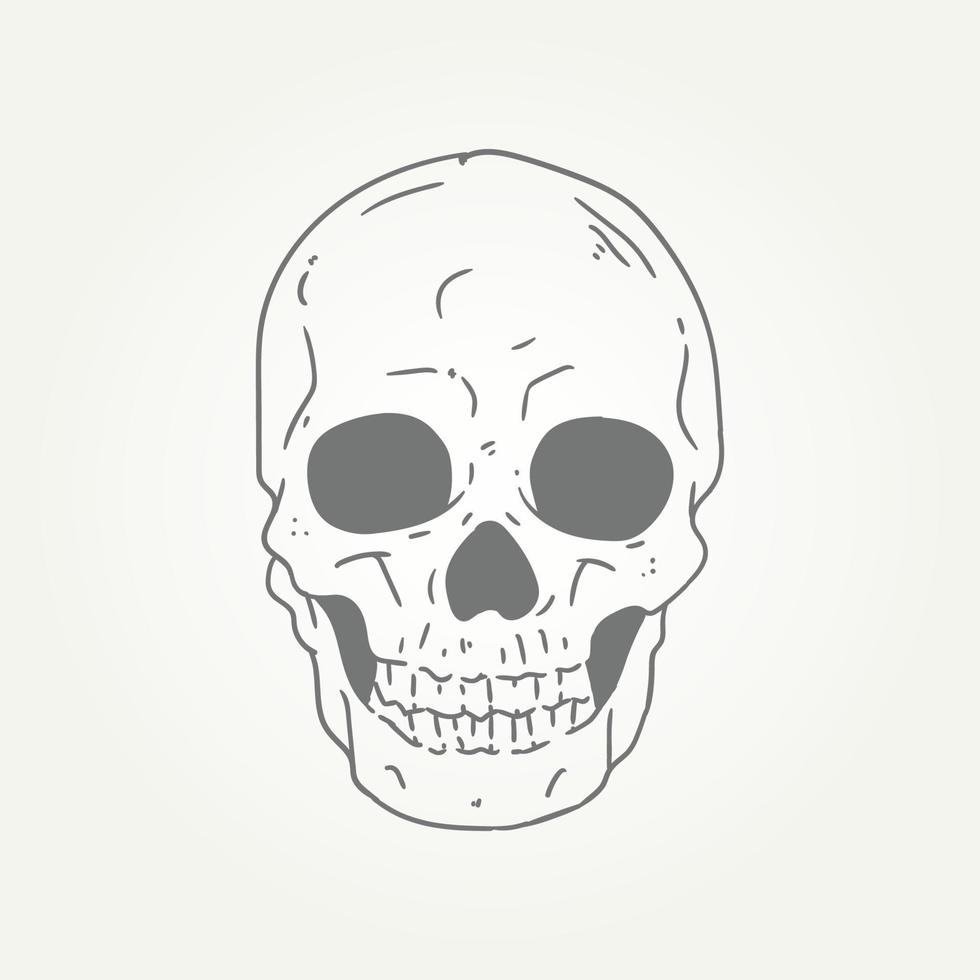 Ghost Skull Hand Draw Line Art Icon Logo-Design vektor