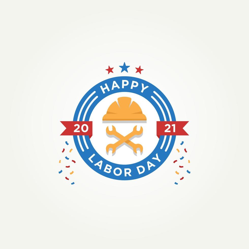 happy labor day logotyp etikett emblem design vektor