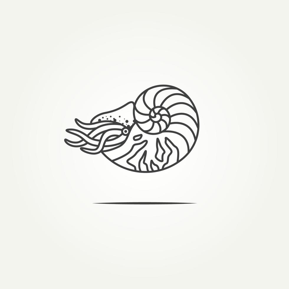 isolerade nautilus ocean shell line art badge logotyp vektor